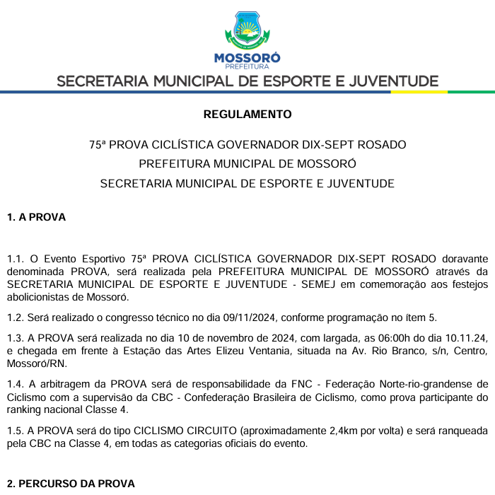 Regulamento 75º Prova Ciclística - 2024